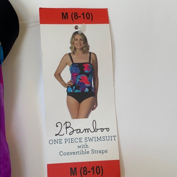 2Bamboo One Piece Floral Swimsuit Sz. M NWT - Picture 2 of 5